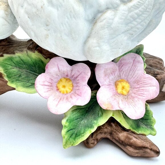 Homco Ceramic Courtship Love White Dove Birds Sitting on a Branch Figurine Vtg - Picture 7 of 13